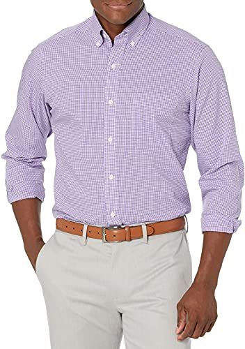 Classic Fit Pattern Camicia, Viola (Purple Small Gingham), 18" Neck 37" Sleeve