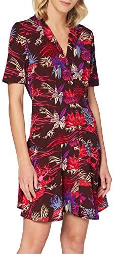 Printed Summer Shirt Dress Vestito, Multicolore (Combo A 0217), Medium Donna