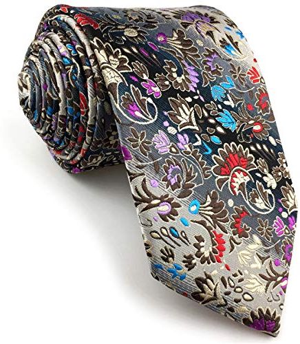 shlax&wing Cravatta da uomo Multicolore Floral Seta Extra lungo 160cm
