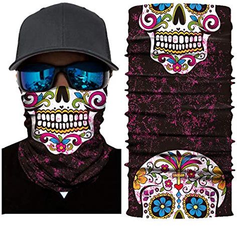 GesichtsMaschera Seamless Neck Gaiter Shield Schal Bandana UV-Schutz für Motorrad Radfahren Reiten Laufen Stirnbänder(Cranio G)