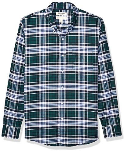 Slim-Fit Long-Sleeve Stretch Oxford Shirt (all Hours) Camicia, Uomo, Green Multi Plaid, M