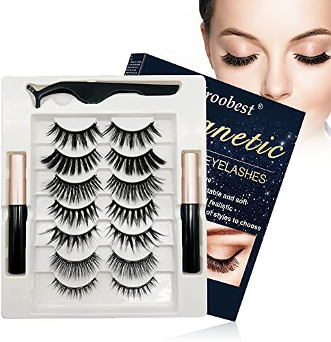 Ciglia Magnetiche, Eyeliner Magnetico, Ciglia Finte, 7 paia di ciglia 3D riutilizzabili, Eyeliner liquido magnetico impermeabile, Facile da applicare e senza colla necessaria