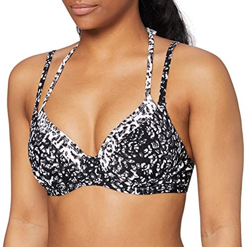 Pour Moi? Mixology Halter Padded Underwired Top Reggiseno Bikini, Nero (Black/White Black/White), 2F (Taglia Produttore: 32F) Donna