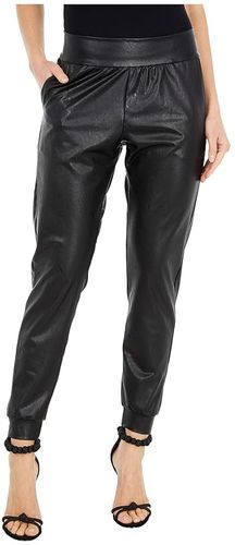Faux Leather Joggers SLG45 (Black) Women's Casual Pants