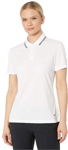Dry Victory Polo Short Sleeve Solid (White/Black/Black) Women's Clothing