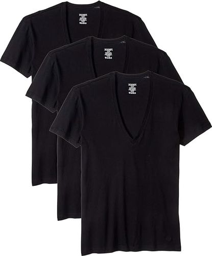 Essential 3-Pack Slim Fit Deep V-Neck T-Shirt (Black) Men's T Shirt