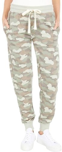 French Terry Raw Edge Joggers (Light Moss Shaded Camo) Women's Casual Pants