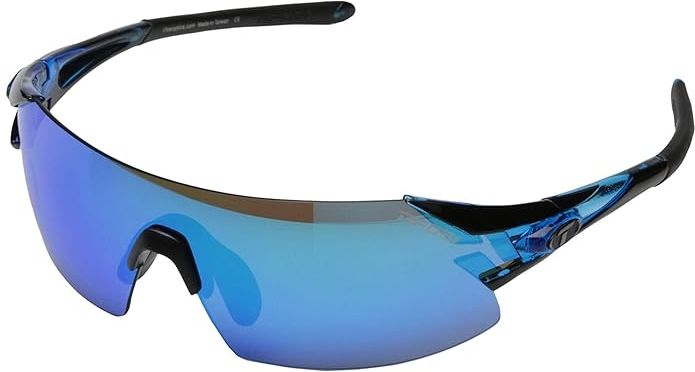 Podium XC Mirrored Interchangeable (Crystal Blue/Clarion Blue/AC Red/Clear Lens) Athletic Performance Sport Sunglasses
