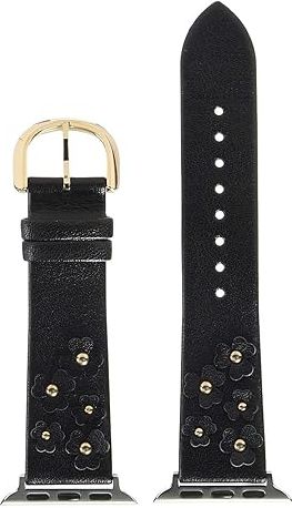 38/40 mm Floral Leather Apple Watch(r) Band - KSS0045 (Black) Watches