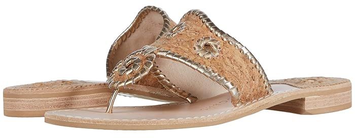 Jacks Flat Sandal Cork (Natural Cork/Gold) Women's Shoes