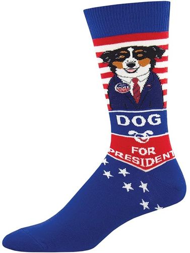 Dog For President (Blue) Men's Crew Cut Socks Shoes