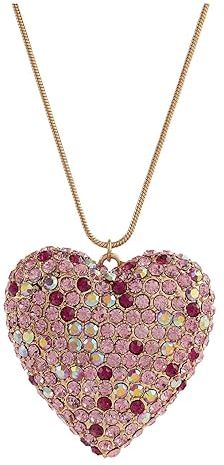 Multi Adjustable Heart Pendant Necklace (Pink) Necklace