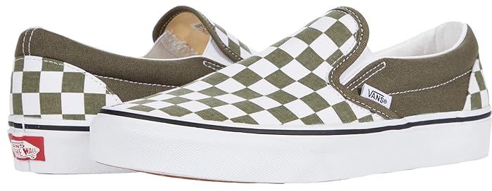 Classic Slip-On ((Checkerboard) Grape Leaf/True White) Skate Shoes