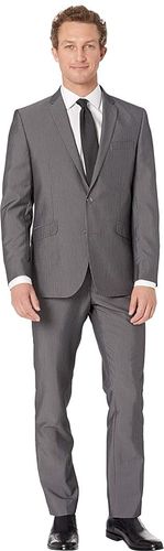 Unlisted Slim Fit Stretch 32 Finished Bottom Suit (Grey Stripe) Men's Suits Sets