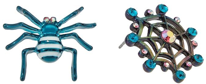 Non-Matching Spider Stud Earrings (Teal) Earring