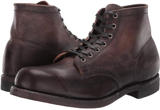 Prison Boot (Dark Brown Stonewash Pull-Up) Men's Lace-up Boots