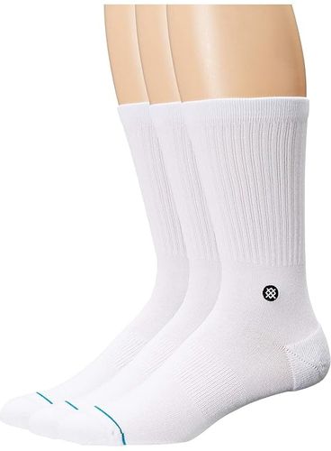 Icon 3-Pack (White) Men's Crew Cut Socks Shoes