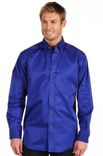 Solid Twill Shirt (Ultra Marine) Men's Long Sleeve Button Up