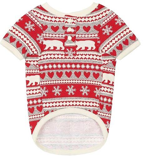 Fair Isle Bear Dog Pajama (Red) Dog Clothing