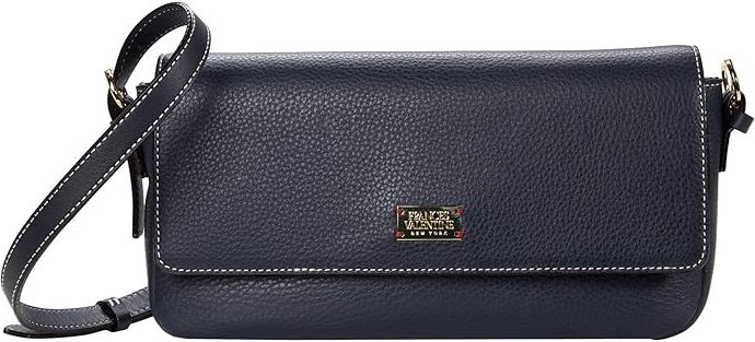Ellie Tumbled Leather Baguette (Navy) Handbags