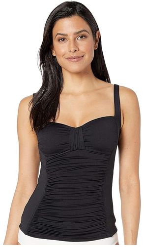 Island Goddess Over the Shoulder Tankini (Black) Women's Swimwear