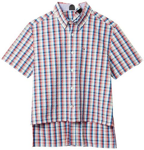 Seated Fit Plaid Short Sleeve Shirt (Exotic Coral) Men's Short Sleeve Button Up