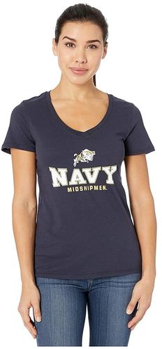 Navy Midshipmen University V-Neck Tee (Navy 4) Women's Short Sleeve Pullover