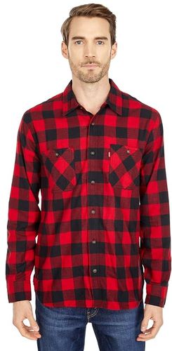 Yanda Flannel Shirt (Crimson) Men's Clothing