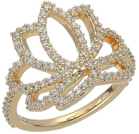 Symbolic Lotus Ring (CZ White) Ring