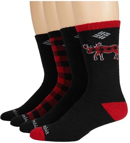 Moose Plaid Crew 4-Pack (Black/Black/Black/Black) Men's Crew Cut Socks Shoes