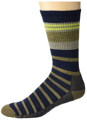 Hike Light Striped Crew (Deep Navy) Men's Crew Cut Socks Shoes