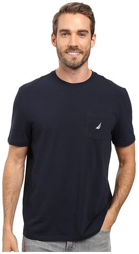 Short Sleeve Solid Anchor Pocket Tee (Navy) Men's T Shirt