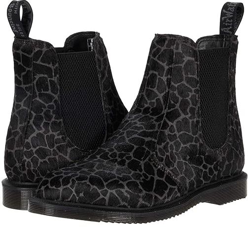 Flora Giraffe Print Chelsea Boots (Black/Grey Hair On Giraffe) Women's Shoes