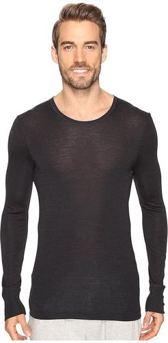 Woolen Silk Long Sleeve Shirt (Anthracite) Men's Clothing