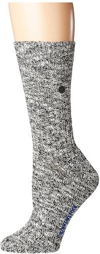 Cotton Slub Socks (Black/Gray) Women's Crew Cut Socks Shoes