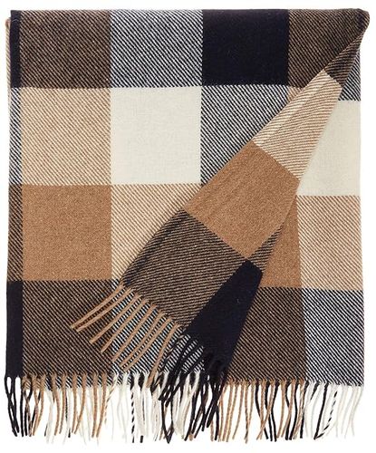 Washable Pendleton Eco-Wise Wool(r) Fringed Throw (Navy/Camel) Blankets