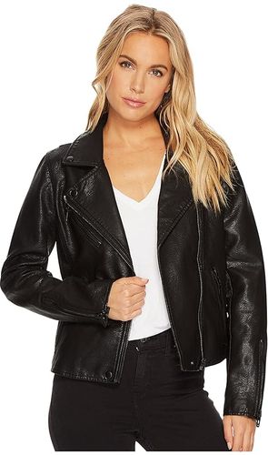 Faux Leather Moto Jacket (Onyx) Women's Coat