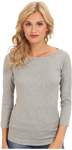 100% Cotton Heritage Knit 3/4 Sleeve British Tee (Granite) Women's Long Sleeve Pullover