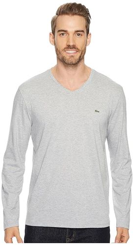 Long Sleeve Pima Jersey V-Neck T-Shirt (Silver Chine) Men's T Shirt