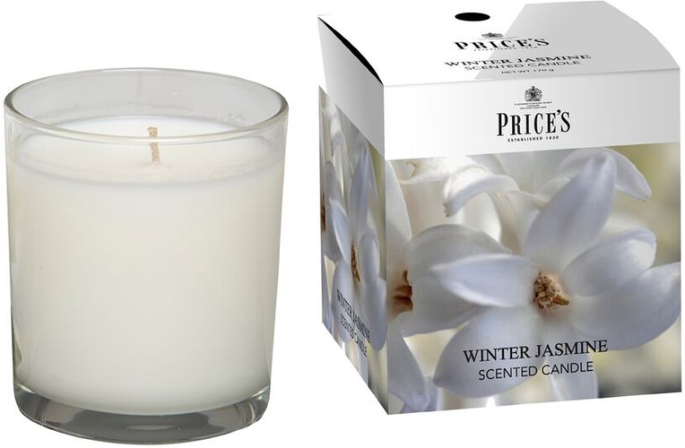 Winter Jasmine Scented Candle  In Glass Jar  Candela