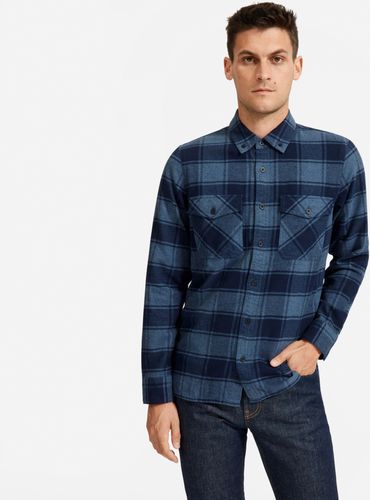 Brushed Flannel Shirt by Everlane in Heather Blue Plaid, Size L