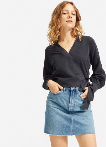 Washable Silk Wrap Top Shirt by Everlane in Black, Size 00