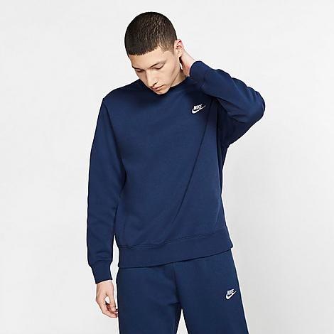 Sportswear Club Fleece Crewneck Sweatshirt in Blue/Midnight Navy Size 2X-Large Cotton/Polyester/Fleece