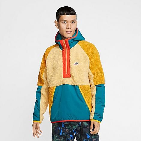 Sportswear Sherpa Half-Zip Hoodie in Yellow/Club Gold Size Large 100% Polyester/Fleece