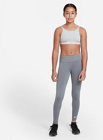 Girls' One Training Leggings in Grey/Cool Grey Size X-Small 100% Polyester/Spandex/Knit