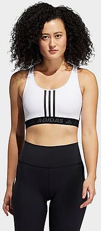 Don't Rest 3-Stripes Medium-Support Sports Bra in White/White Size X-Small