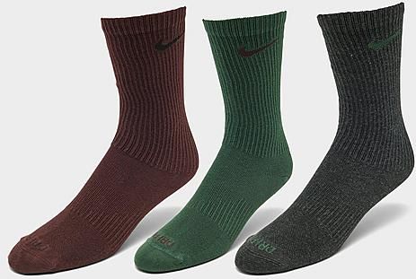 Everyday Plus Lightweight Training Crew Socks (3 Pack) in Green/Grey/Red/Multi-Color Size Medium Cotton/Nylon/Polyester