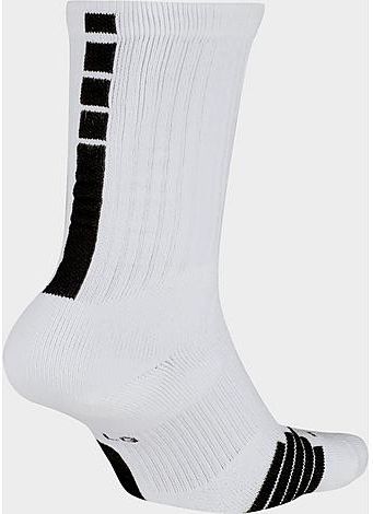 Elite Crew Basketball Socks in White/White Size Large Cotton/Nylon/Polyester
