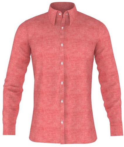 Camicia su misura Lino Cotone Lino Rosso Colletto Gordon