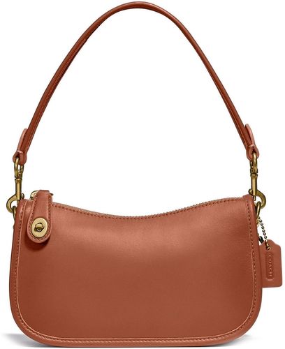 Swinger Glovetanned Leather Shoulder Bag - Brown